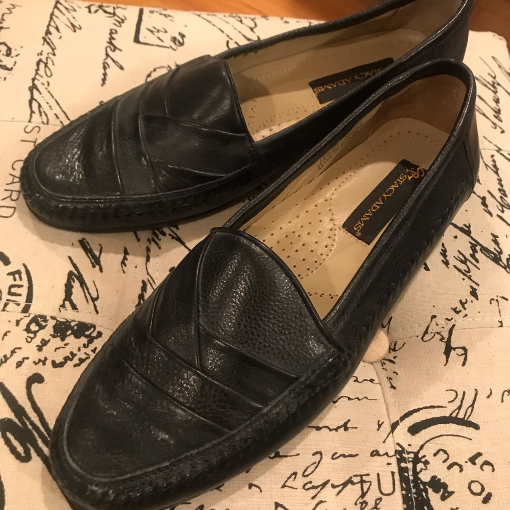 Stacy Adams, black leather slip-on shoes